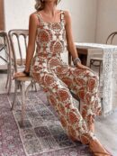 Conjunto Vacacional Boho para Mujer: Top Camisola Crop + Pantalones Largos Estampados