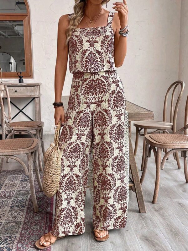 Conjunto Vacacional Boho para Mujer: Top Camisola Crop + Pantalones Largos Estampados - Image 19
