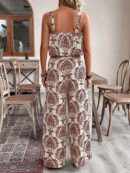 Conjunto Vacacional Boho para Mujer: Top Camisola Crop + Pantalones Largos Estampados