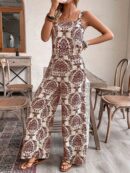 Conjunto Vacacional Boho para Mujer: Top Camisola Crop + Pantalones Largos Estampados