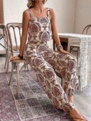 Conjunto Vacacional Boho para Mujer: Top Camisola Crop + Pantalones Largos Estampados