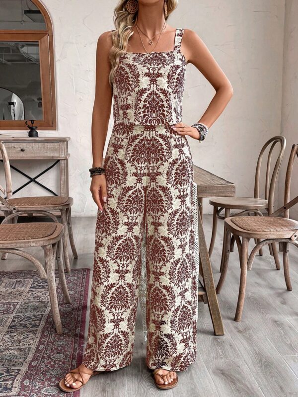 Conjunto Vacacional Boho para Mujer: Top Camisola Crop + Pantalones Largos Estampados - Image 24