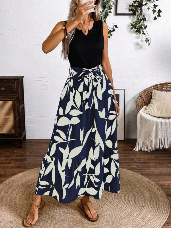 Vestido Estampado de Verano con Cinturón y Detalle de Volantes - Image 12