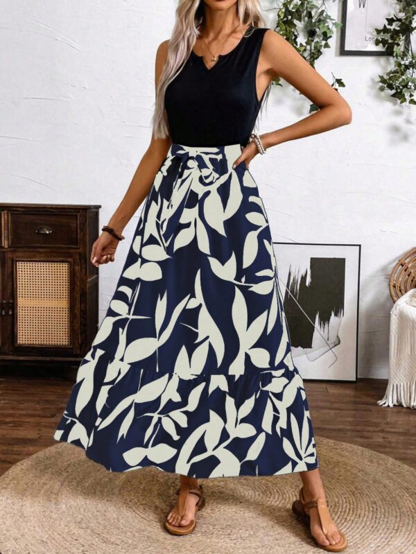 Vestido Estampado de Verano con Cinturón y Detalle de Volantes - Image 14