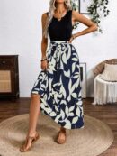 Vestido Estampado de Verano con Cinturón y Detalle de Volantes