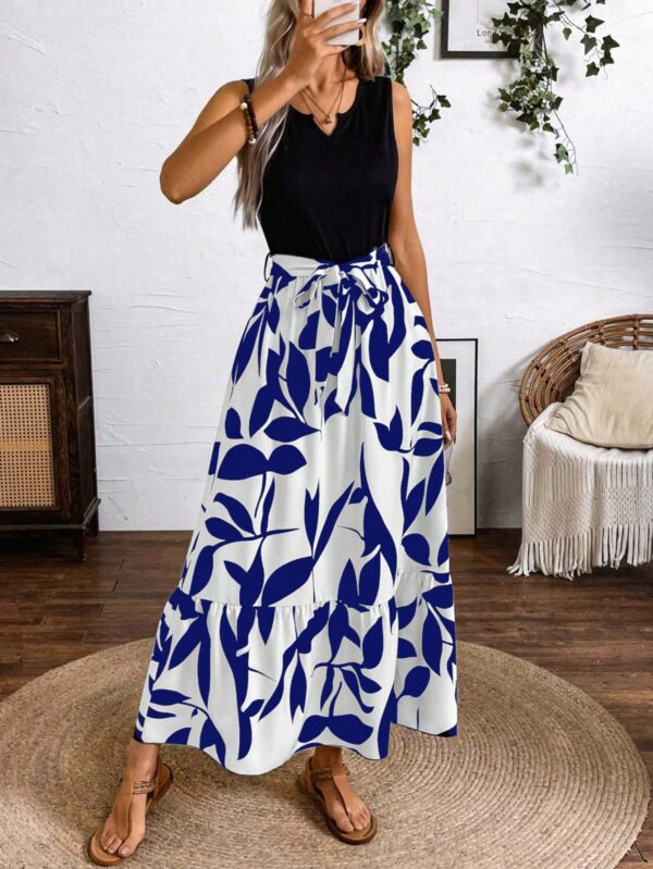 Vestido Estampado de Verano con Cinturón y Detalle de Volantes - Image 22