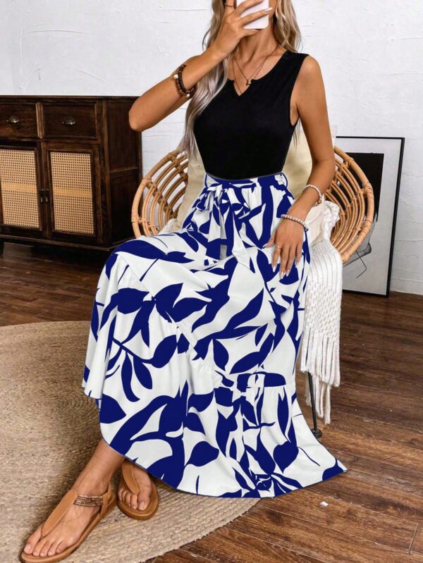 Vestido Estampado de Verano con Cinturón y Detalle de Volantes - Image 24