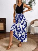 Vestido Estampado de Verano con Cinturón y Detalle de Volantes