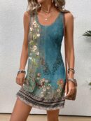 Vestido Bodycon sin Mangas con Estampado de Moda