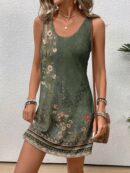 Vestido Bodycon sin Mangas con Estampado de Moda