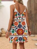Vestido Mini Casual con Estampado Floral y Tirantes Espaguetis