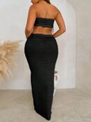 Conjunto de 2 piezas - Top corto y falda larga con cintura alta