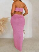 Conjunto de 2 piezas - Top corto y falda larga con cintura alta