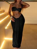 Conjunto de 2 piezas - Top corto y falda larga con cintura alta