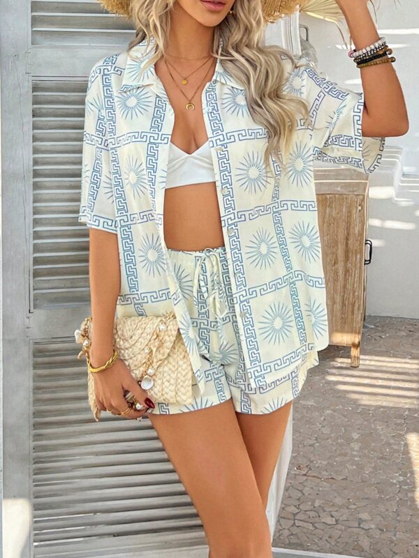 Conjunto Veraniego Bohemio de Blusa y Shorts con Estampado Floral - Image 48