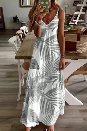 Vestido Casual Estampado Botánico sin Mangas