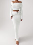 Conjunto Elegante de Top Off-Shoulder y Falda Sirena 2 Piezas