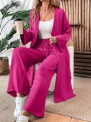 Conjunto Casual de Abrigo Largo y Pantalón Ancho de Lino