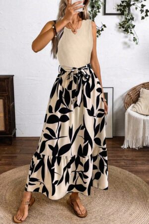 Vestido Estampado de Verano con Cinturón y Detalle de Volantes