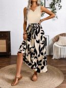 Vestido Estampado de Verano con Cinturón y Detalle de Volantes