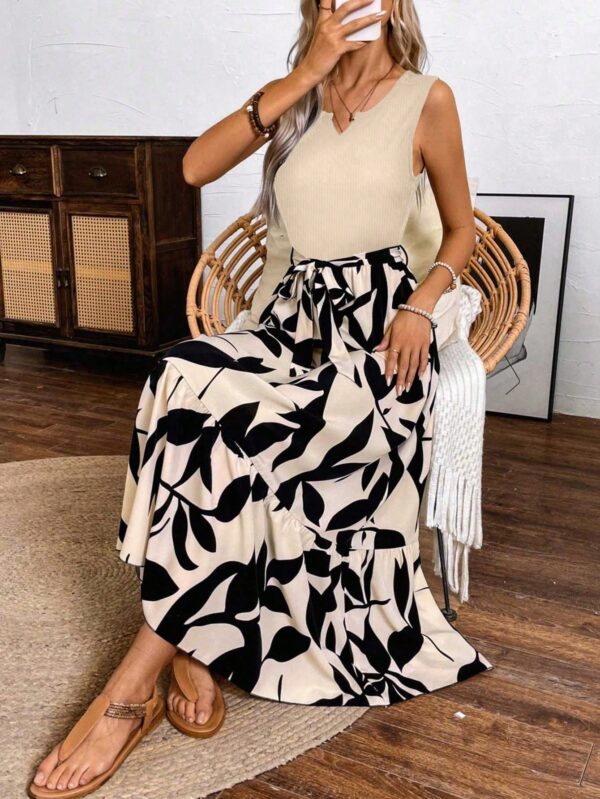 Vestido Estampado de Verano con Cinturón y Detalle de Volantes - Image 5