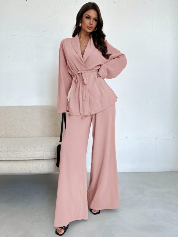 Set Elegante y Casual de Shacket y Pantalón con Cinturón - Image 29