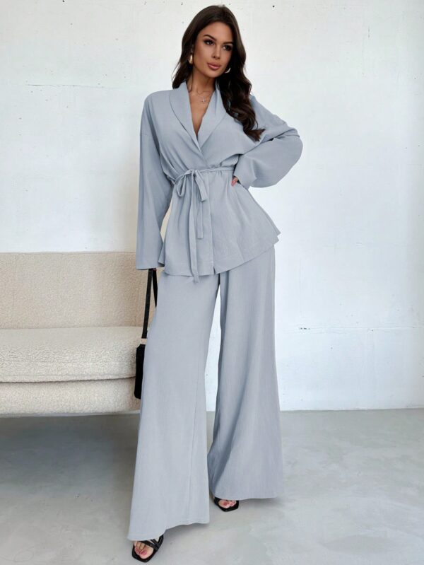 Set Elegante y Casual de Shacket y Pantalón con Cinturón - Image 71