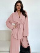 Set Elegante y Casual de Shacket y Pantalón con Cinturón
