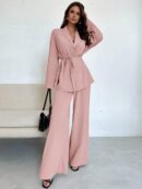 Set Elegante y Casual de Shacket y Pantalón con Cinturón