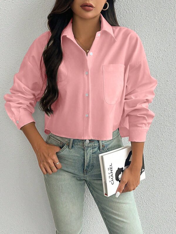 Camisa Casual Manga Larga con Bolsillo y Hombros Caídos - Image 45