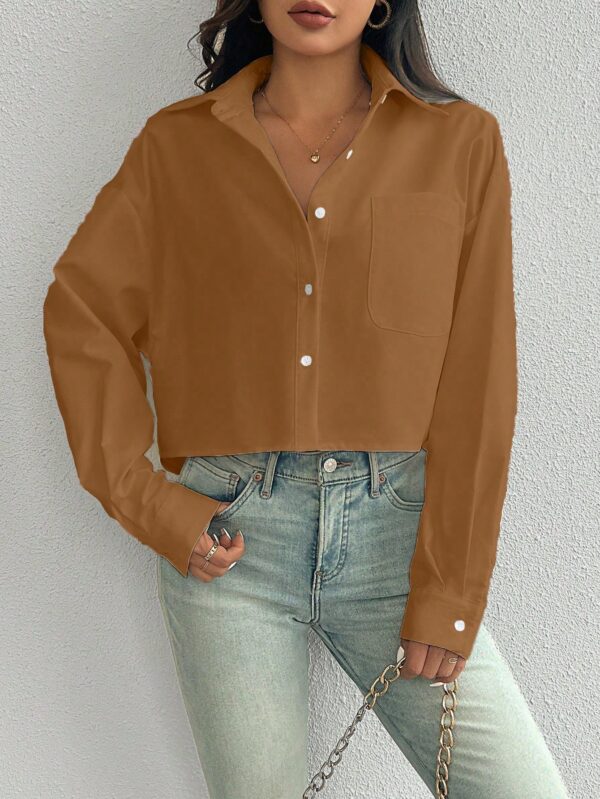 Camisa Casual Manga Larga con Bolsillo y Hombros Caídos - Image 76