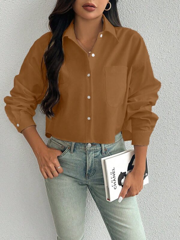Camisa Casual Manga Larga con Bolsillo y Hombros Caídos - Image 78