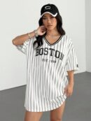 Vestido Casual de Verano con Escote en V y Estampado de Letras y Números