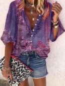 Camisa de Estilo Boho con Estampado Floral Vintage