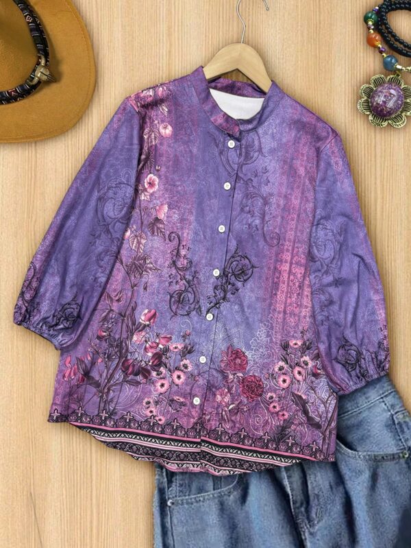 Camisa de Estilo Boho con Estampado Floral Vintage - Image 10