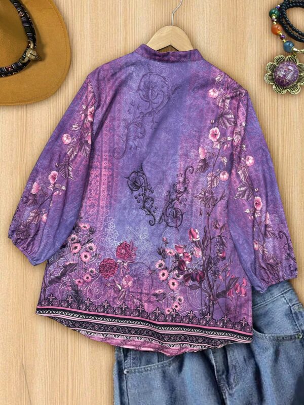 Camisa de Estilo Boho con Estampado Floral Vintage - Image 11