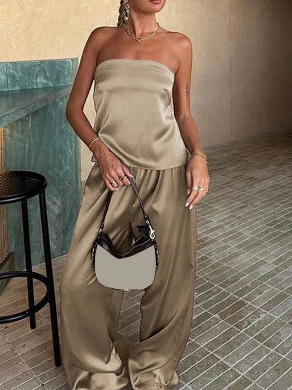 Conjunto Casual de Top Bandeau y Falda en Color Sólido - Image 9