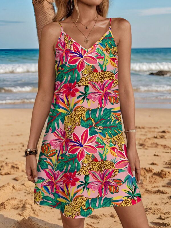 Vestido Mini Casual con Estampado Floral y Tirantes Espaguetis - Image 20