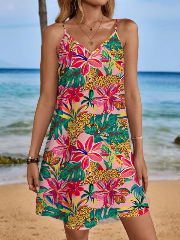 Vestido Mini Casual con Estampado Floral y Tirantes Espaguetis - Image 22