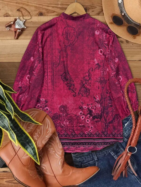 Camisa de Estilo Boho con Estampado Floral Vintage - Image 17