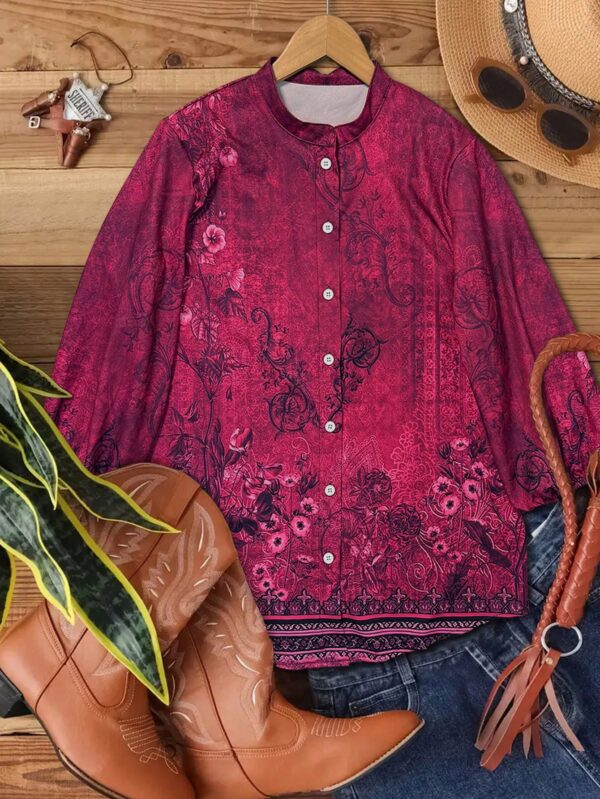 Camisa de Estilo Boho con Estampado Floral Vintage - Image 18
