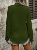 Camisa Casual Manga Larga con Botones Frontales y Bolsillo