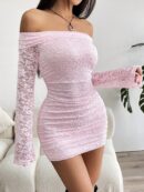 Vestido Bodycon de Encaje con Hombros Descubiertos