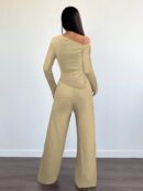 Conjunto Casual de Invierno Asimétrico 2 Piezas: Camiseta y Pantalón Ancho