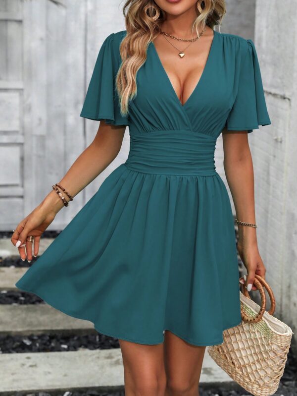 Vestido Casual Cuello en V con Mangas Mariposa - Image 131