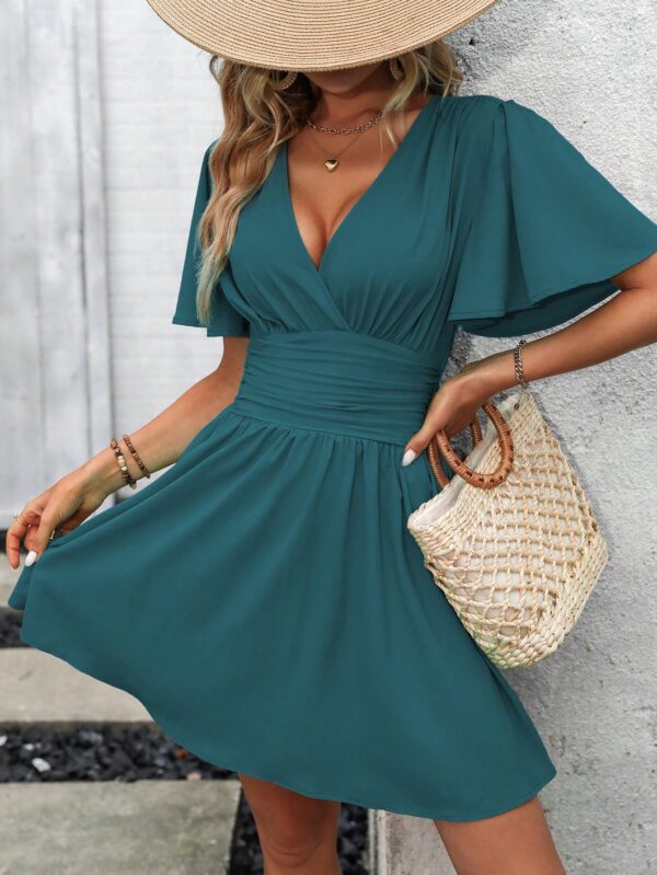 Vestido Casual Cuello en V con Mangas Mariposa - Image 135