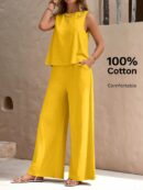 Conjunto Casual Top de Tirantes y Pantalón de Pierna Ancha