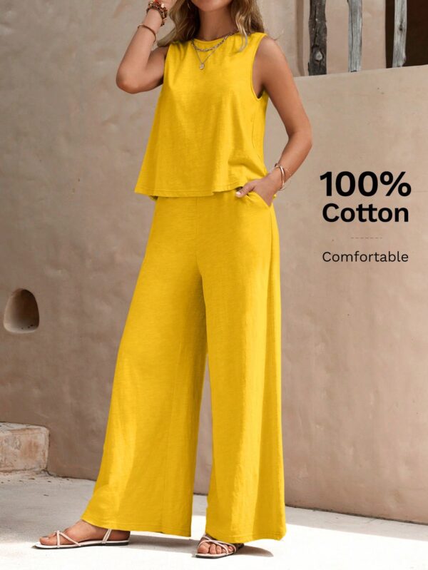 Conjunto Casual Top de Tirantes y Pantalón de Pierna Ancha - Image 46
