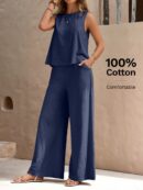Conjunto Casual Top de Tirantes y Pantalón de Pierna Ancha