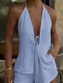 Conjunto Casual de Verano Halter y Espalda Descubierta